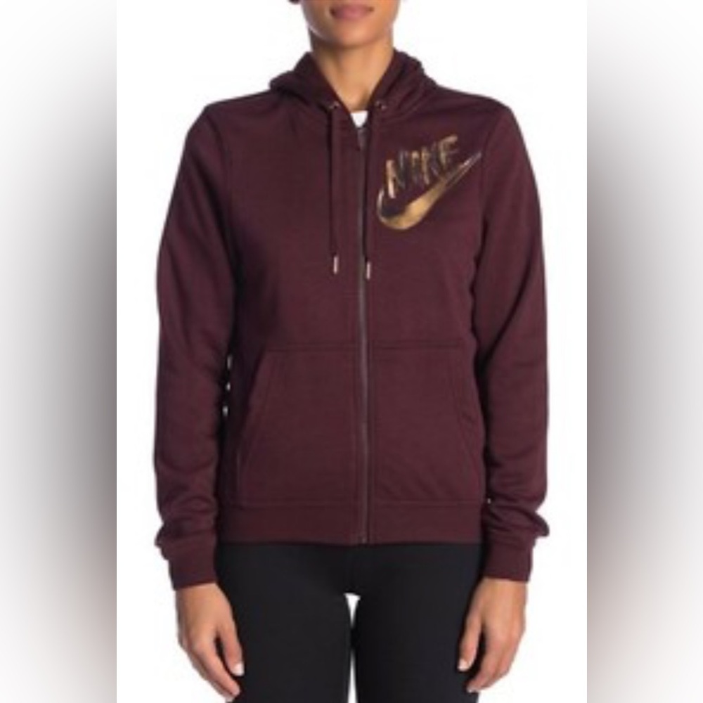 Nike Full Zip Burgundy Hoodie Size L